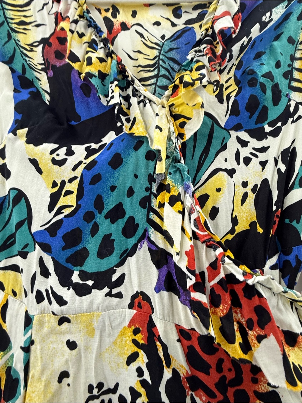The Kooples Sport Summer in Honolulu Tropical Animal Print Ruffle Wrap Dress, 2 - Picture 12 of 15